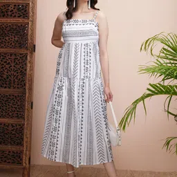 Vishudh Ethnic Motifs Print A-Line Maxi Dress-image-9