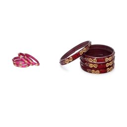 Somil Elegant Combo Glass Bangle Set | Handmade Traditional Chudi For Women | Perfect For Daily & Occasion Use, Combo Of 2 Set, Multicolor, Maroon-image-90
