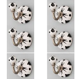 IndianShelf 6 Pcs Ceramic Floral Cloth Hangers Coat Hooks-image-65