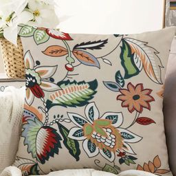 IVAZA Cream-Coloured & Green Floral Square Cushion Covers-25