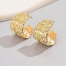 OOMPH Contemporary Shaped Chunky Half Hoop Earrings-picture-46