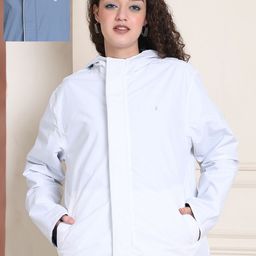 HOUSE OF VEDAS Color Blocked Waterproof Hooded Rain Jacket-image-37