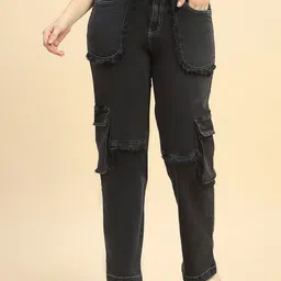 Global Republic Women Smart Straight Fit High-Rise Cargos Trousers-image-32
