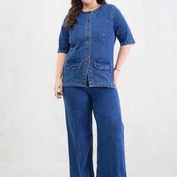 SASSAFRAS Curve Denim Top With Trousers Co-Ords-image-15