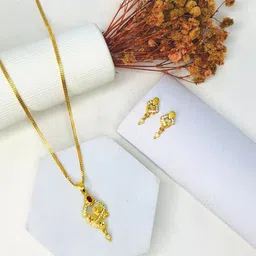 Hisa Micro Gold Plated American Diamond Studded Jewellery Set-13