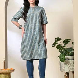 DECKEDUP Printed Straight Kurta-8