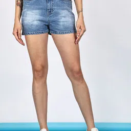 PUELLA Women Cotton Washed High-Rise Denim Shorts-picture-34