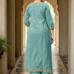 SANISA Women Regular Thread Work Kurta with Trousers & With Dupatta image 4