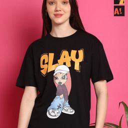 Metronaut Women Pack Of 2 Graphic Printed Round Neck Cotton Oversized T-shirts-image-55