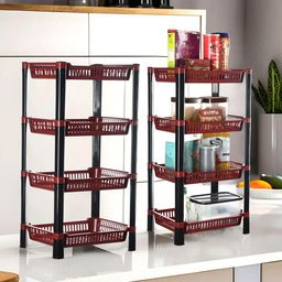 Kuber Industries Maroon 2 Pieces Long Lasting Multipurpose 4-Layer Kitchen Organiser-29