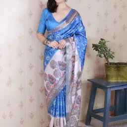 all about you Floral Printed Zari Tussar Saree-image-71