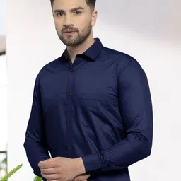 Moda Rapido Men Standard Fit Spread Collar Solid Cotton Formal Shirt-image-93