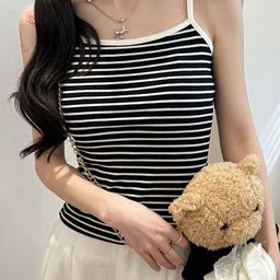 LULU & SKY Women's Striped Square Neck Camisole Top-picture-8