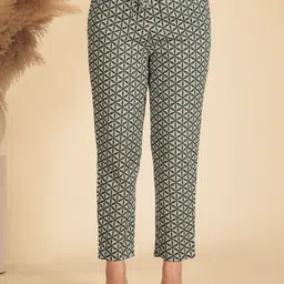 Aramya Women Geometric Printed Soft Cotton Mid-Rise Trousers-image-41