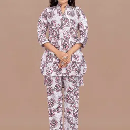 RUNAYA NX Printed Mandarin Neck Tunic With Trousers Co-Ords-image-27