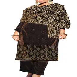 DRAVINAM Trends Ethnic Motifs Embellished Velvet Unstitched Dress Material-image-16