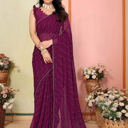 KALINI Embellished Mukaish Poly Georgette Saree-image-25