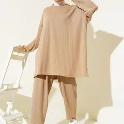 BIGDART Striped Round Neck Top With Trousers Co-Ords-picture-27