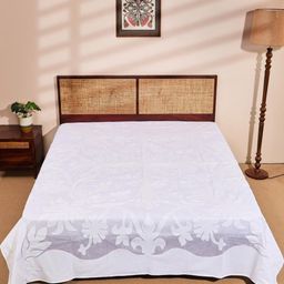 Fabindia White Printed Cotton Double King Bed Cover-image-51
