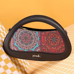 ZOUK Women Nadia Multicolor Mandala Print Structured Sling Bag-53