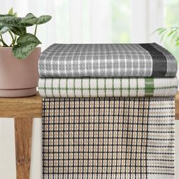 Athom Living Grey & Brown 3 Printed Cotton 210 GSM Bath Towel-image-27