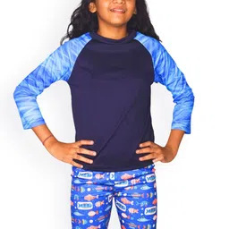 Aqua Holic Girls Printed T-Shirt & Shorts Swim Set-image-90