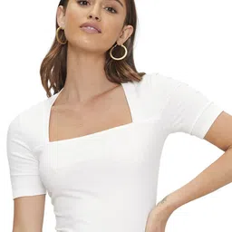 BAESD Women Solid Square Neck Top-image-94