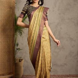 Anouk Floral Zari Silk Blend Banarasi Saree-image-37