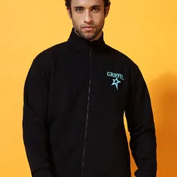 GRIFFEL Men Graphic Printed Front-Open Sweatshirt image 3