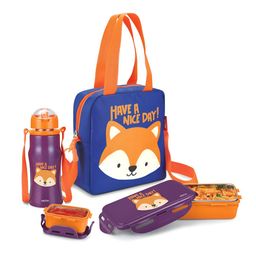 Milton Kidz Combo Blue 2 Pieces Inner Steel Containers 650ml & 415ml Bottle With Jacket-picture-40