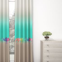Story@home Beige & Teal Blue Room Darkening Door Curtain-12