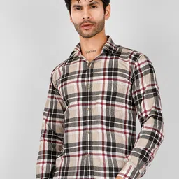 DESIGN UP Men Classic Slim Fit Opaque Checked Casual Shirt-image-98