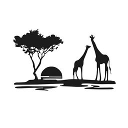 LANSTICK Black Tree With Giraffe Printed Wall Stcikers-17