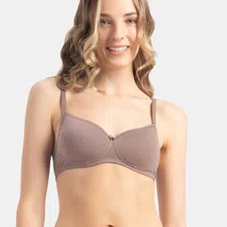 Jockey Wirefree Padded Cotton Medium Coverage Tshirt Bra with Lace Styling - 1723-28