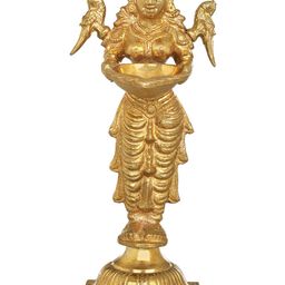 Exotic India Yellow Textured Brass Deepalakshmi-image-55