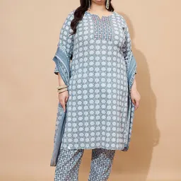 KALINI Women Floral Printed Regular Kurta with Trousers & With Dupatta-image-58
