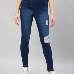 R.Code by The Roadster Life Co. Women Skinny Fit High-Rise Mildly Distressed Light Fade Jeans-picture-9