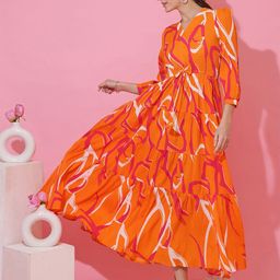 De La Moda Print Crepe Fit & Flare Maxi Dress-image-52