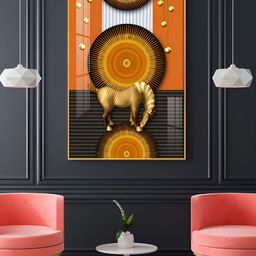 THE NEXT DECOR Equus In Stillness Glass Finish Vertical Wall Art-image-90