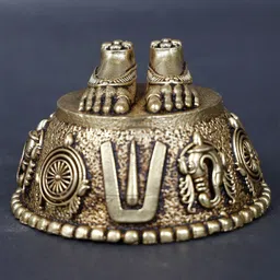Exotic India Goddess Lakshmi Padam with Vaishnava Symbols Showpiece-image-52