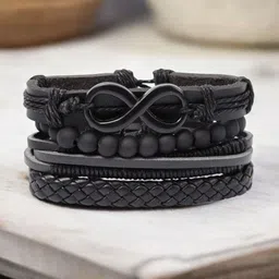 P. R. PRINTS Unisex 4 Leather Wraparound Bracelet-image-16