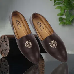 zixer Ethnic Wear Wedding Party Sandals Loafer Shoes For Man | Mojri Casual Peshawari Mojaris For Men-picture-20