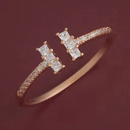 Kushal's Fashion Jewellery 92.5 Sterling Silver Rose Gold-Plated CZ Finger Ring-54