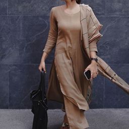 GoSriKi Round Neck Straight Kurta With Trousers & Dupatta-picture-47