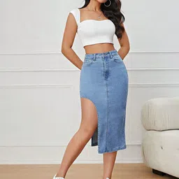 LERIYA FASHION Women High Waist Straight Midi Skirt-picture-8
