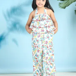 Cutiekins Girls Halter Neck Printed Basic Jumpsuit with Ruffles-image-101