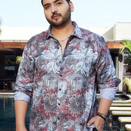 Instafab Plus Size Comfort Relaxed Fit Floral Printed Cotton Shirt-picture-21