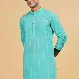 Anouk Striped Printed Mandarin Collar Straight Kurta-12