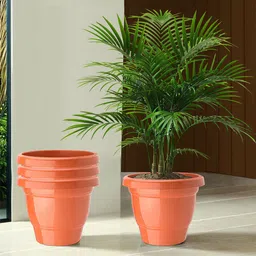 Kuber Industries 4-Pcs Orange-Colored Durable Planters-56