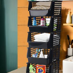 Kuber Industries Black 5-Tier Bathroom Organiser Rack-35